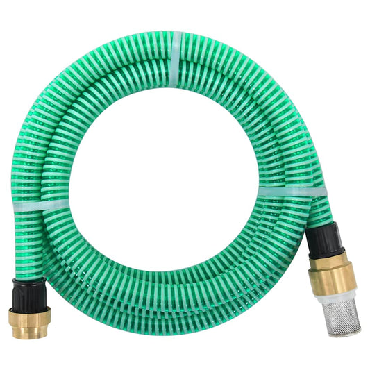 Saugschlauch mit Messing-Anschlüssen 15 m 25 mm Grün 1 Zoll Gewinde