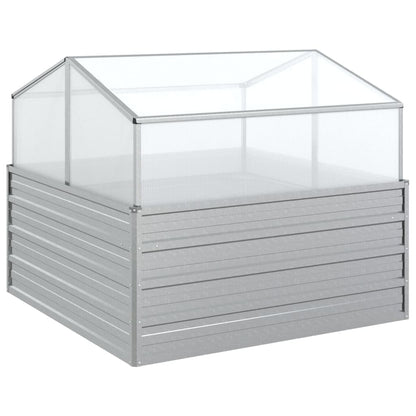 vidaXL Raised Garden Bed with Greenhouse 100x100x85 cm Silver