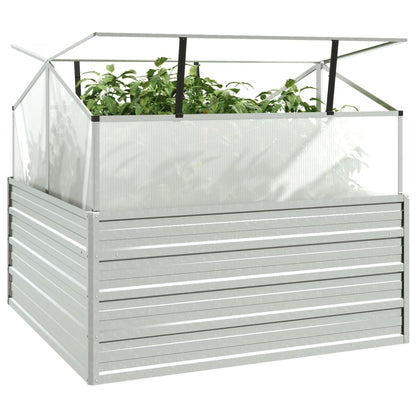vidaXL Raised Garden Bed with Greenhouse 100x100x85 cm Silver