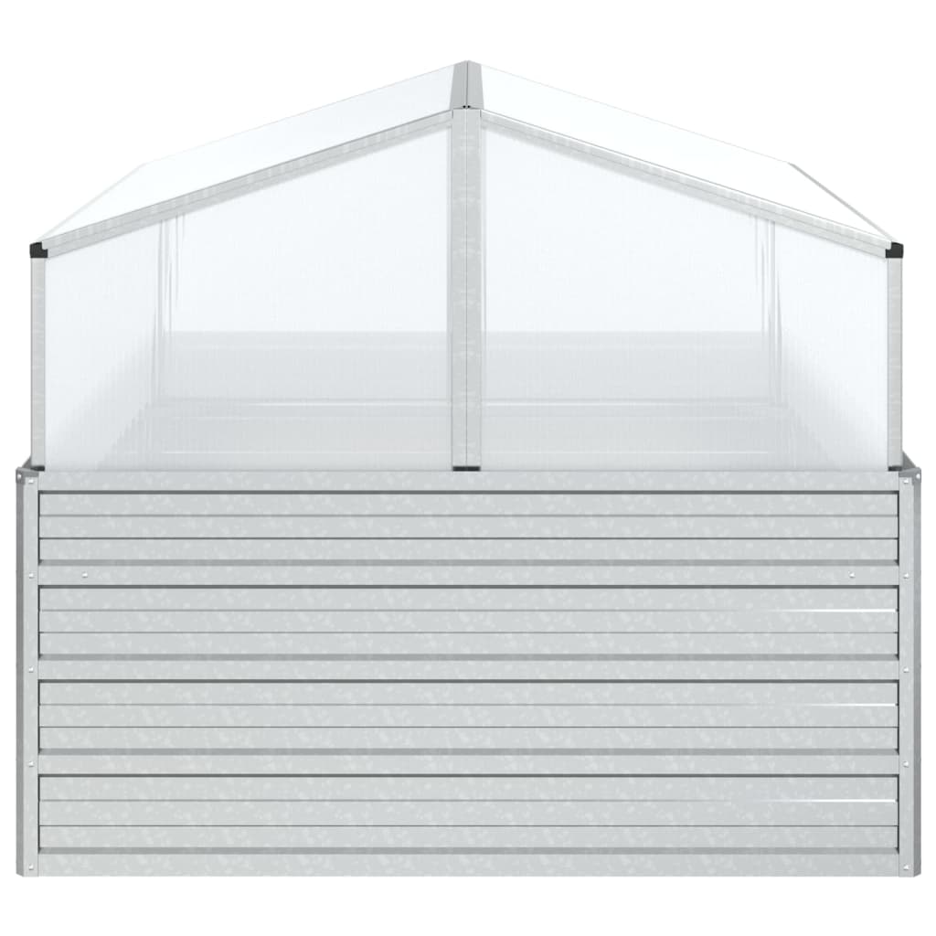 vidaXL Raised Garden Bed with Greenhouse 100x100x85 cm Silver