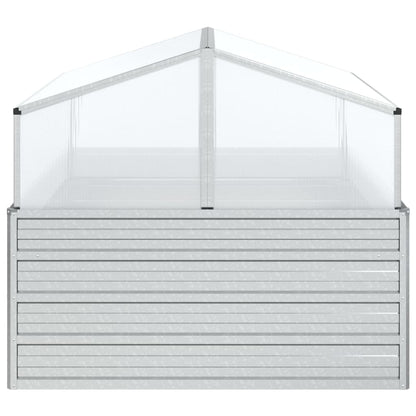 vidaXL Raised Garden Bed with Greenhouse 100x100x85 cm Silver