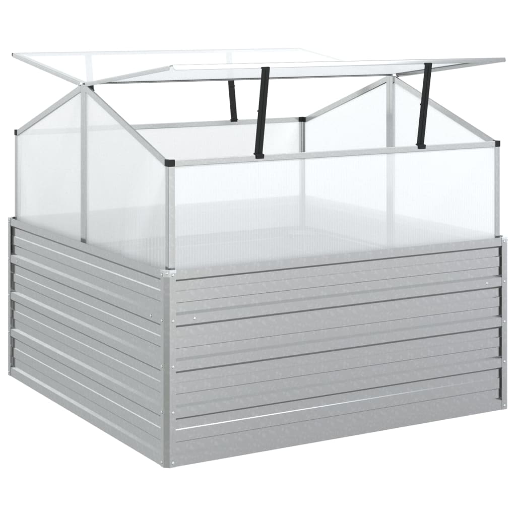 vidaXL Raised Garden Bed with Greenhouse 100x100x85 cm Silver