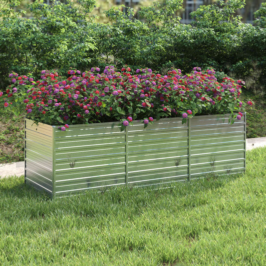 Garten-Hochbeet 240x80x77 cm Verzinkter Stahl Silbern Pflanzbeet Pflanzkübel