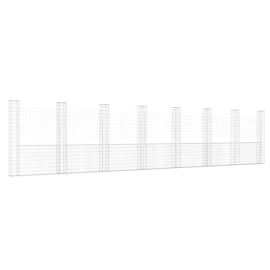 Gabionenkorb U-Form 8 Säulen Eisen 860x20x200 cm Gabionenwand verzinkt