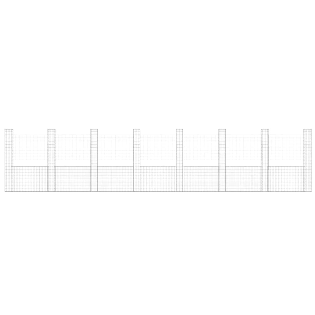 Gabionenkorb U-Form 8 Säulen Eisen 860x20x200 cm Gabionenwand verzinkt