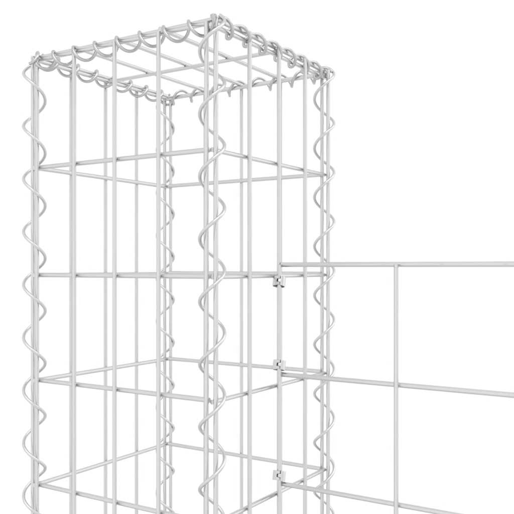 Gabionenkorb U-Form 8 Säulen Eisen 860x20x200 cm Gabionenwand verzinkt
