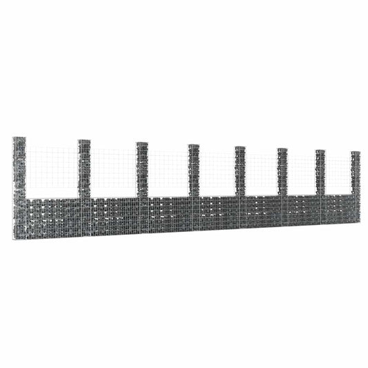 Gabionenkorb U-Form 8 Säulen Eisen 860x20x200 cm Gabionenwand verzinkt