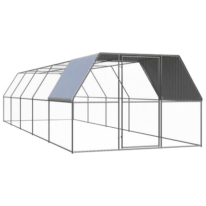 Chicken cage, chicken coop, steel, 3 x 10 x 2 m, run, outdoor enclosure, animal cage, poultry house