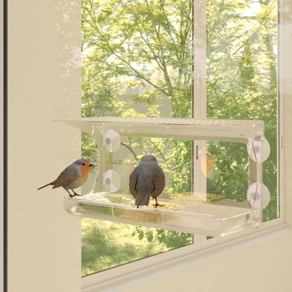 Window bird feeder, 2 pieces, acrylic, 30x12x15 cm, bird feeder for wild birds