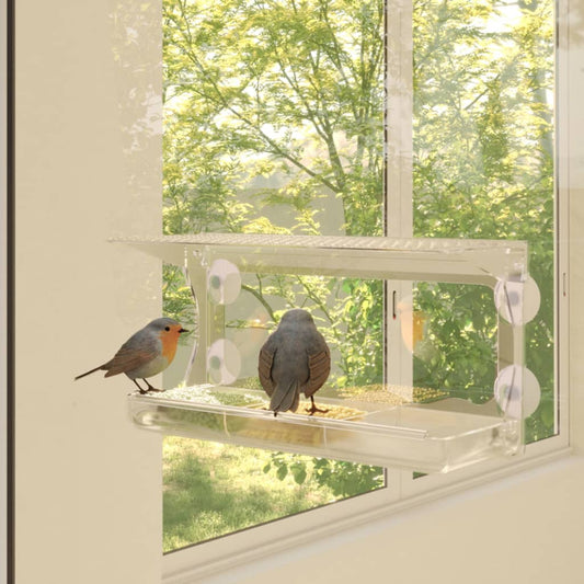 Fenster-Futterstelle Vögel 2 Stk. Acryl 30x12x15 cm Vogelfutterspender Wildvögel