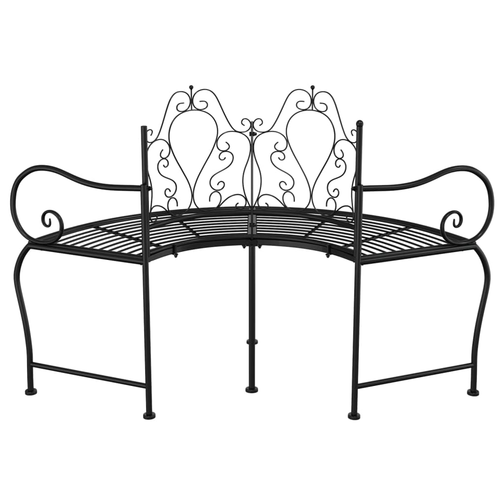 Baumbank halbrund 150 cm Schwarz Stahl schwarz Gartenbank