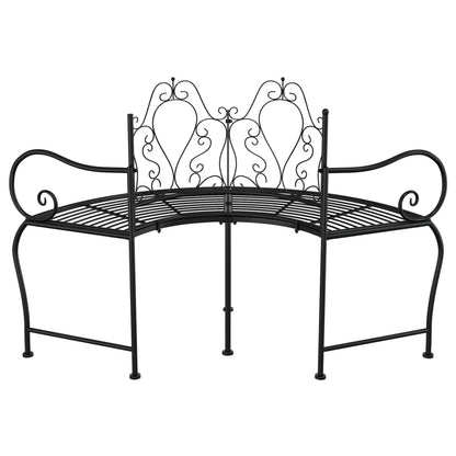 Baumbank halbrund 150 cm Schwarz Stahl schwarz Gartenbank