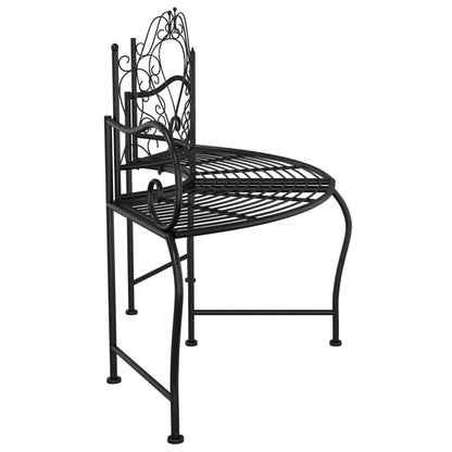 Baumbank halbrund 150 cm Schwarz Stahl schwarz Gartenbank