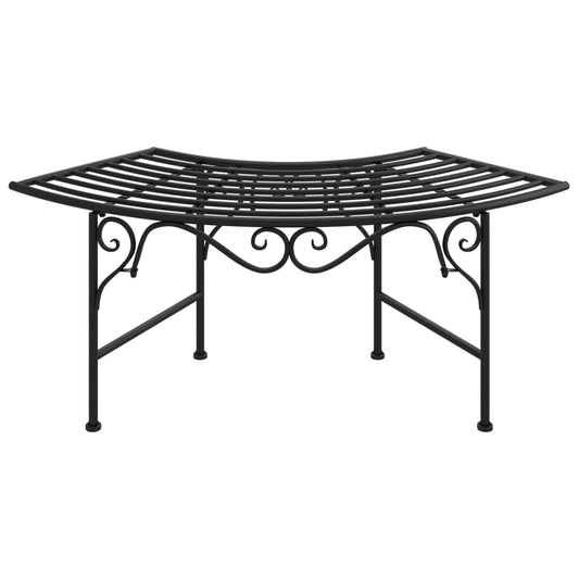 Baumbank halbrund 113 cm Schwarz Stahl schwarz Gartenbank