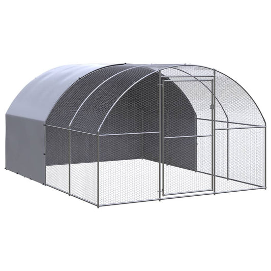 Outdoor-Hühnerstall 3x4x2 m Verzinkter Stahl Geflügel Auslauf Gehege
