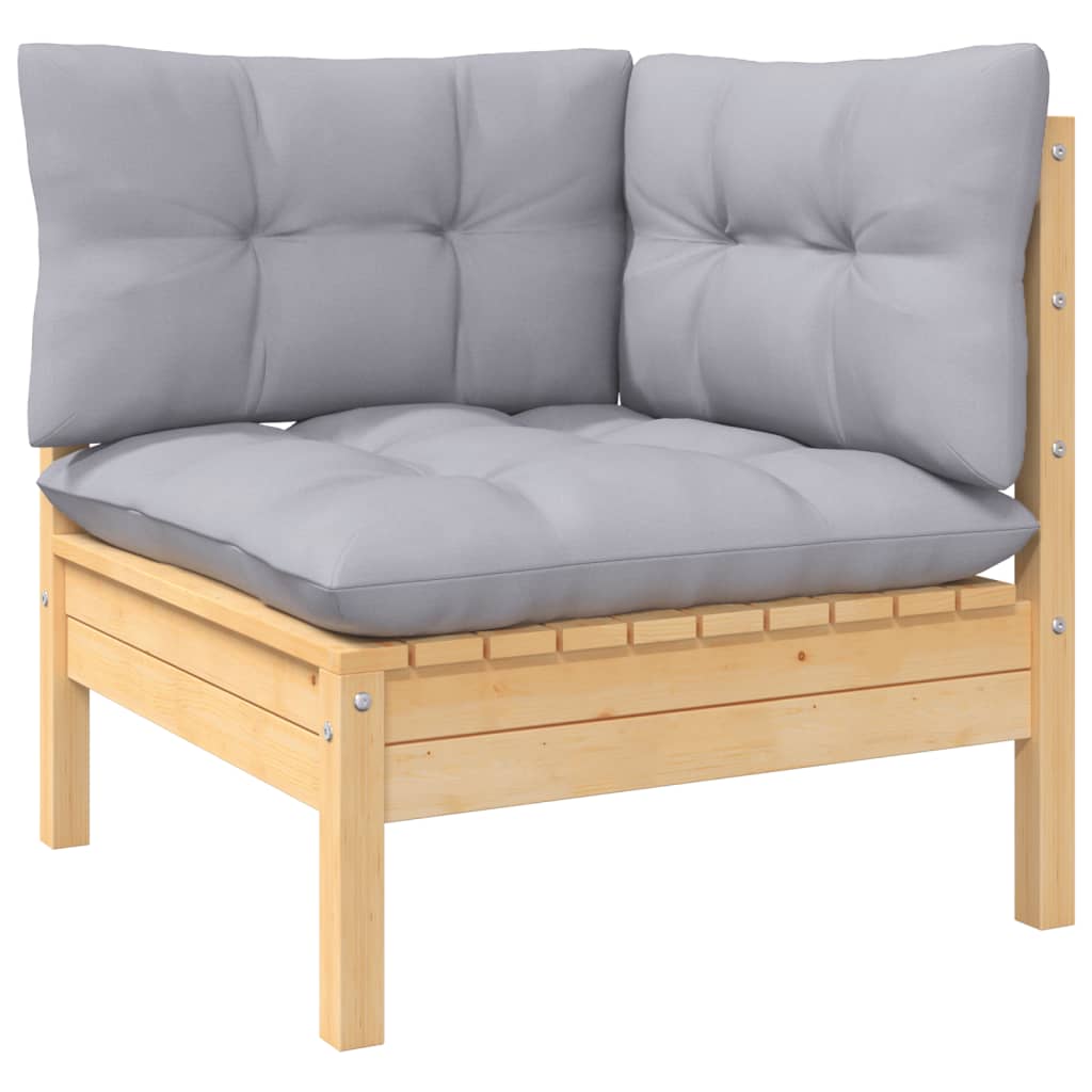 Garten-Lounge-Set 5-teilig Gartenmöbel mit Grauen Kissen Sitzgruppe
