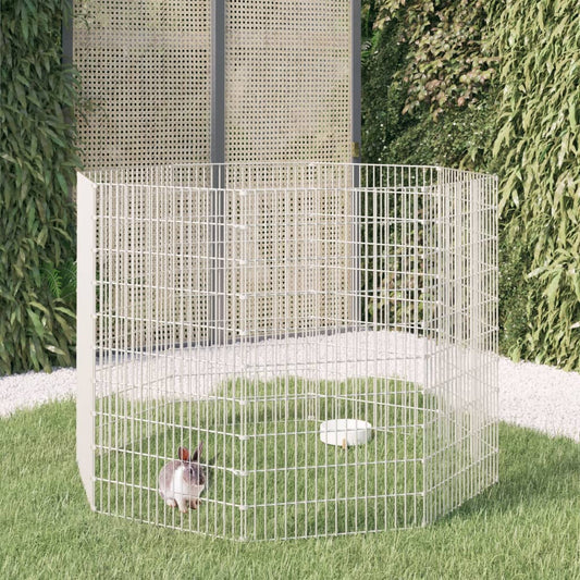 Freilaufgehege 8-teilig 54x100 cm Verzinktes Eisen Freilauf Auslauf Außengehege