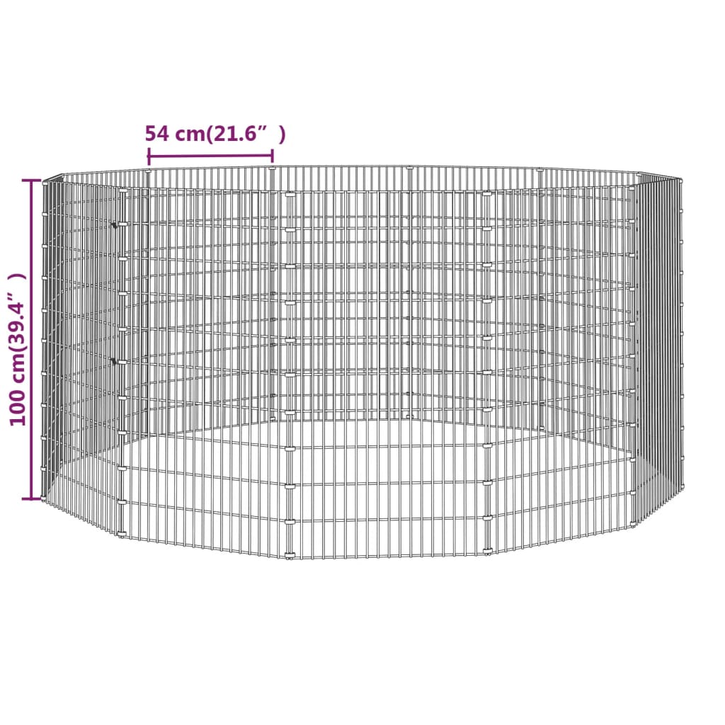 Freilaufgehege 12-teilig 54x100 cm Verzinktes Eisen Freilauf Auslauf Außengehege