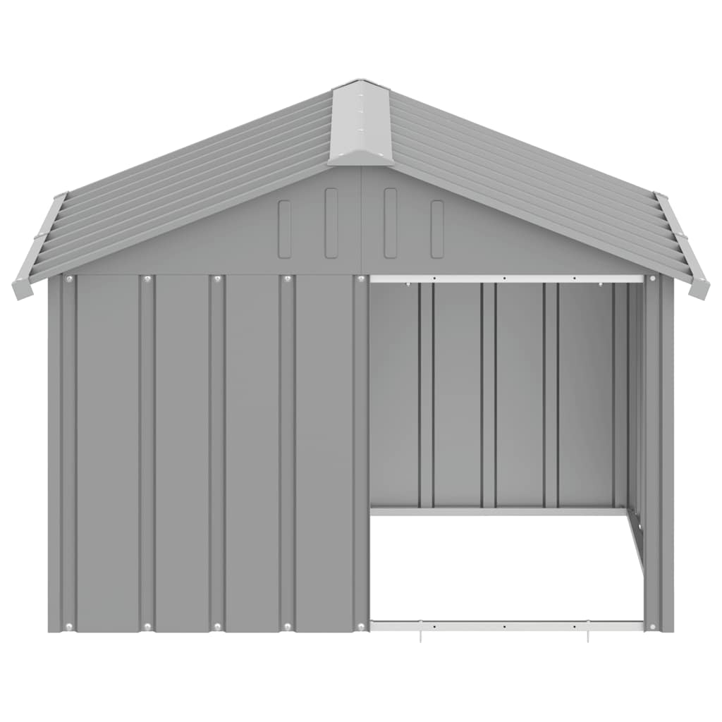 Hundehütte Grau 116,5x103x81,5 cm Wetterfest Verzinkter Stahl Metallhütte