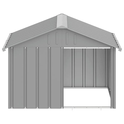 Hundehütte Grau 116,5x103x81,5 cm Wetterfest Verzinkter Stahl Metallhütte