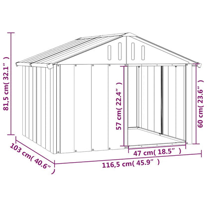 vidaXL Dog Kennel Grey 116.5x103x81.5 cm Galvanized Steel