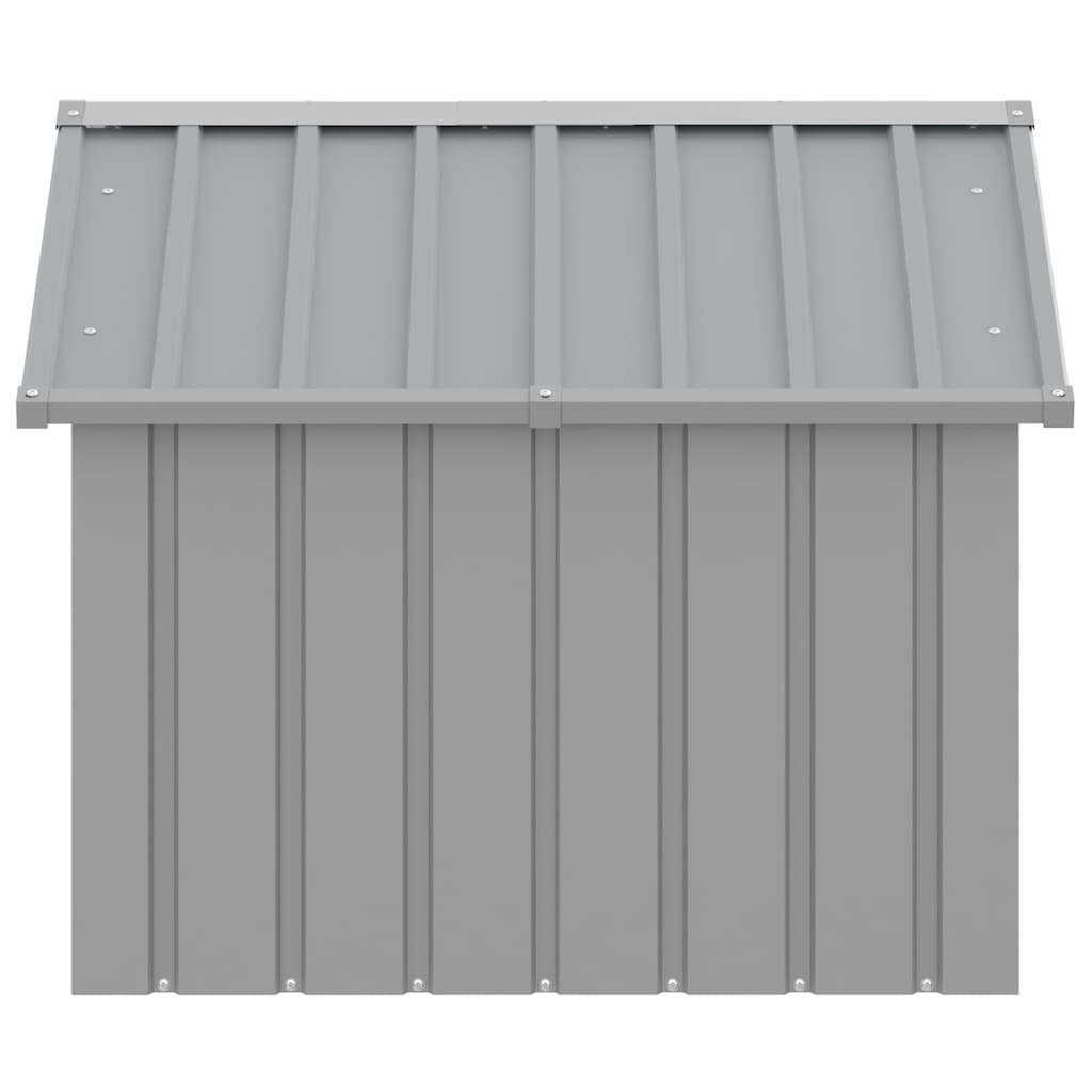 Hundehütte Grau 116,5x103x81,5 cm Wetterfest Verzinkter Stahl Metallhütte