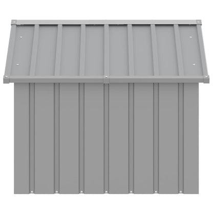 Hundehütte Grau 116,5x103x81,5 cm Wetterfest Verzinkter Stahl Metallhütte