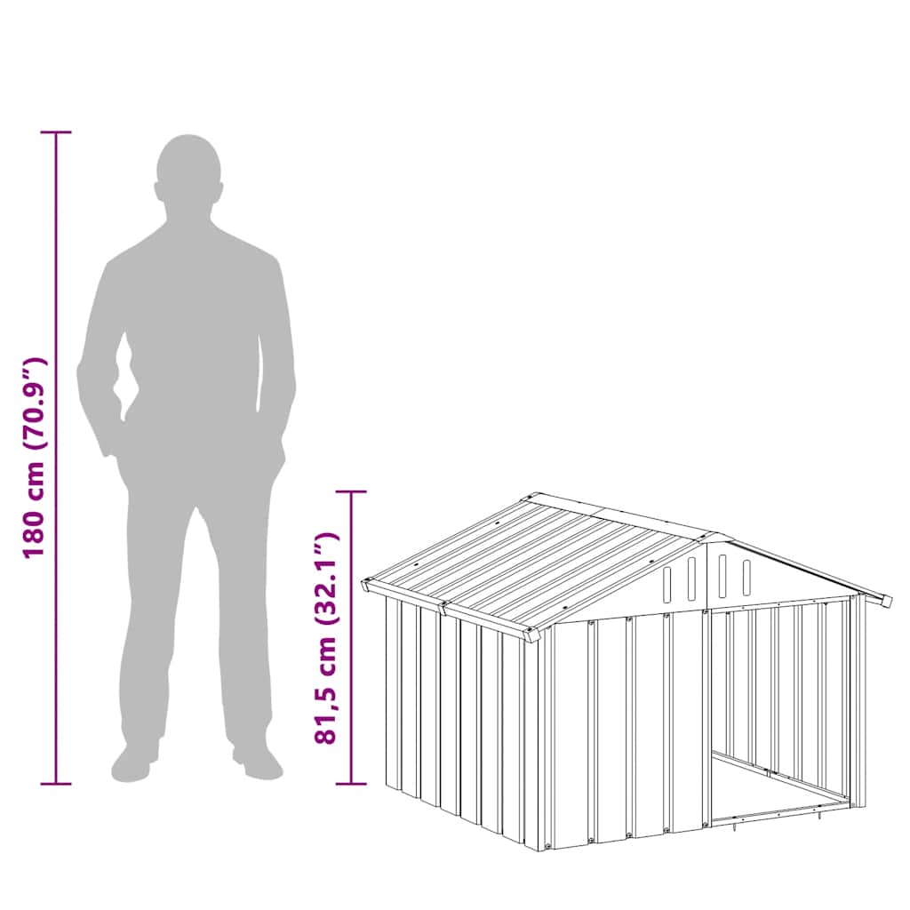 vidaXL Dog Kennel Grey 116.5x103x81.5 cm Galvanized Steel