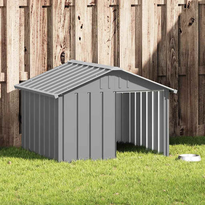 Hundehütte Grau 116,5x103x81,5 cm Wetterfest Verzinkter Stahl Metallhütte
