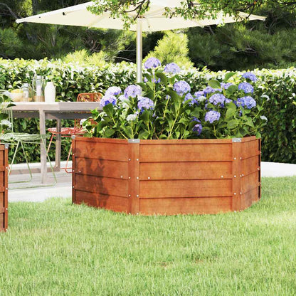 Raised bed 129x129x45 cm Corten steel rusty hexagonal plant box