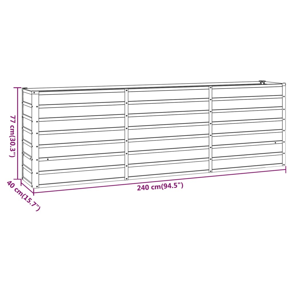 Hochbeet 240x40x77 cm Cortenstahl rostig Pflanzbeet Pflanzkasten