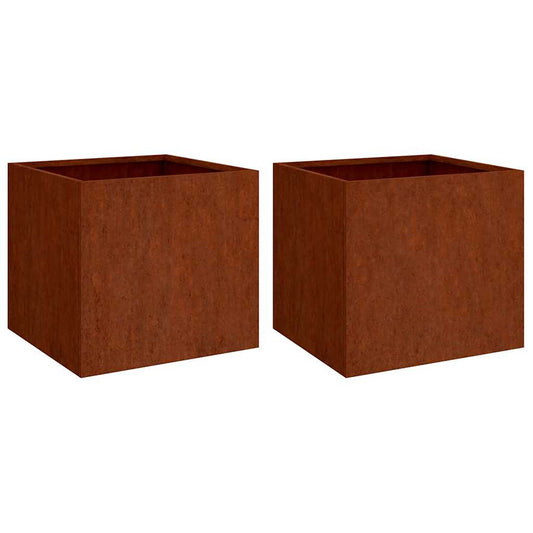 2 pcs. Raised bed 49x47x46 cm Corten steel rusty plant bed plant box with base