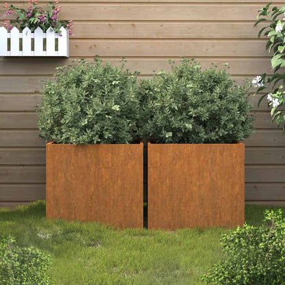 2 pcs. Raised bed 49x47x46 cm Corten steel rusty plant bed plant box with base