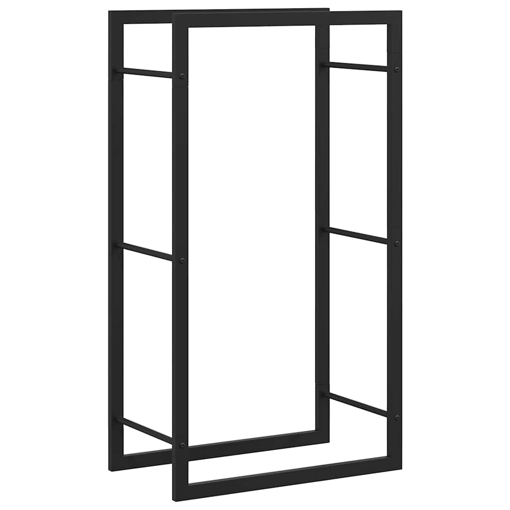 Firewood rack, steel, matte black, 50x28x94 cm, log storage, firewood holder