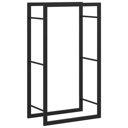 Firewood rack, steel, matte black, 50x28x94 cm, log storage, firewood holder