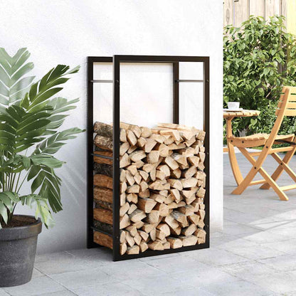 Firewood rack, steel, matte black, 50x28x94 cm, log storage, firewood holder