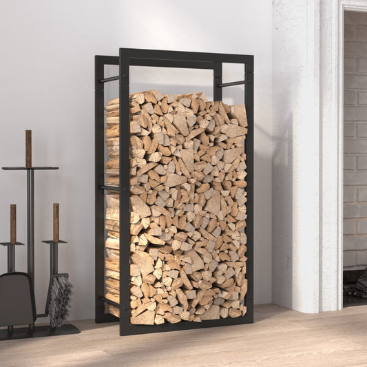 Brennholzregal Stahl Mattschwarz 50x28x94 cm Kaminholzlager Feuerholzhalter
