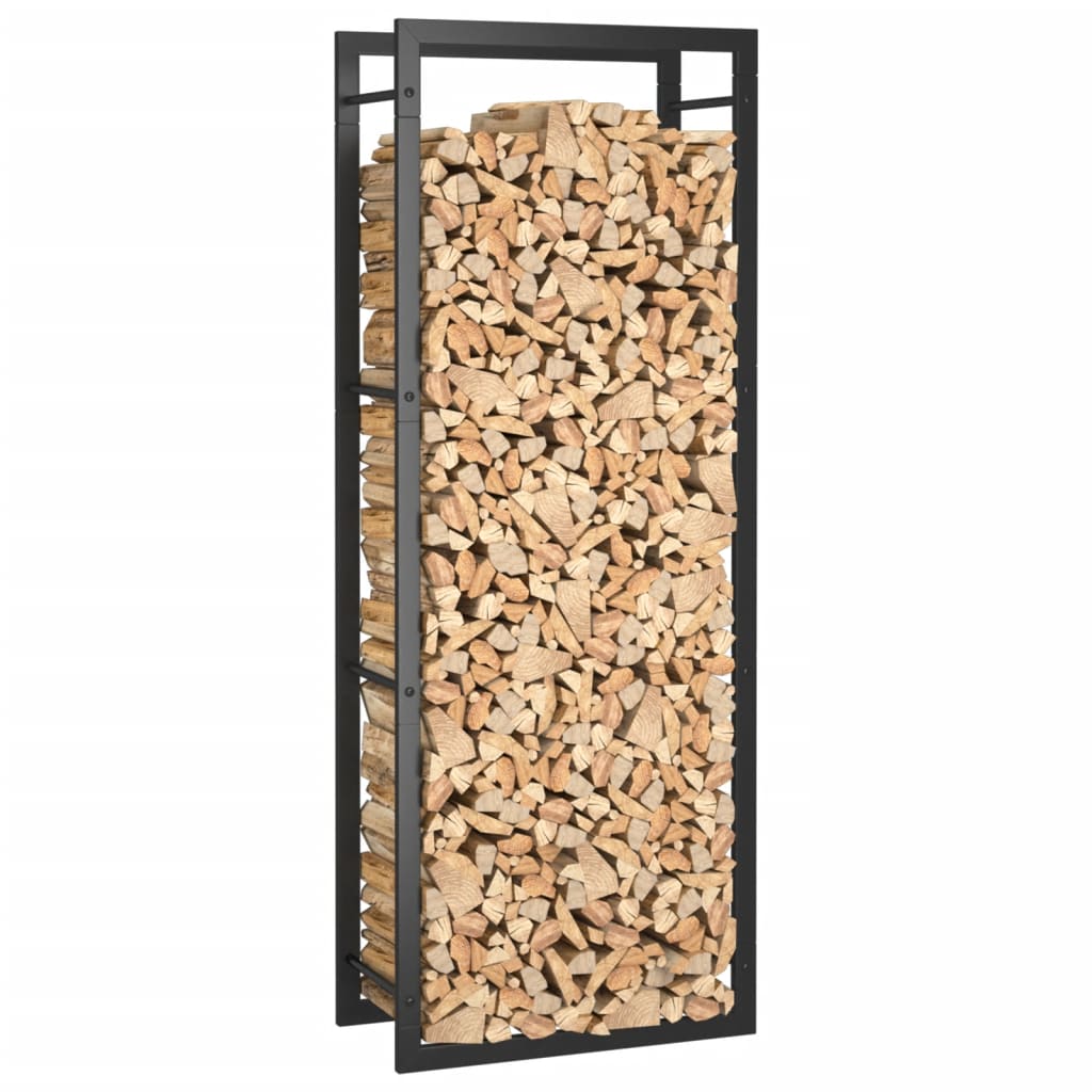 Brennholzregal Stahl Mattschwarz 50x28x132 cm Kaminholzlager Feuerholzhalter