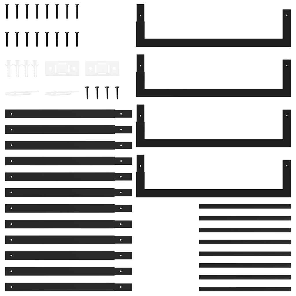 Brennholzregal Stahl Mattschwarz 50x28x132 cm Kaminholzlager Feuerholzhalter