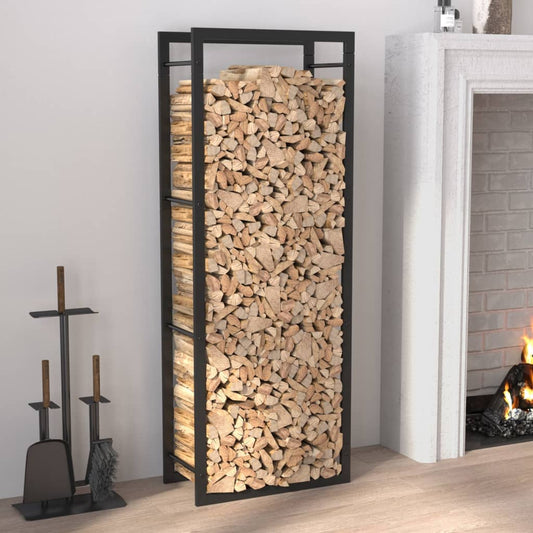 Brennholzregal Stahl Mattschwarz 50x28x132 cm Kaminholzlager Feuerholzhalter