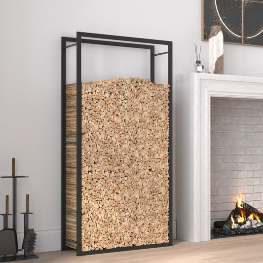 Brennholzregal Stahl Mattschwarz 80x28x154 cm Kaminholzlager Feuerholzhalter