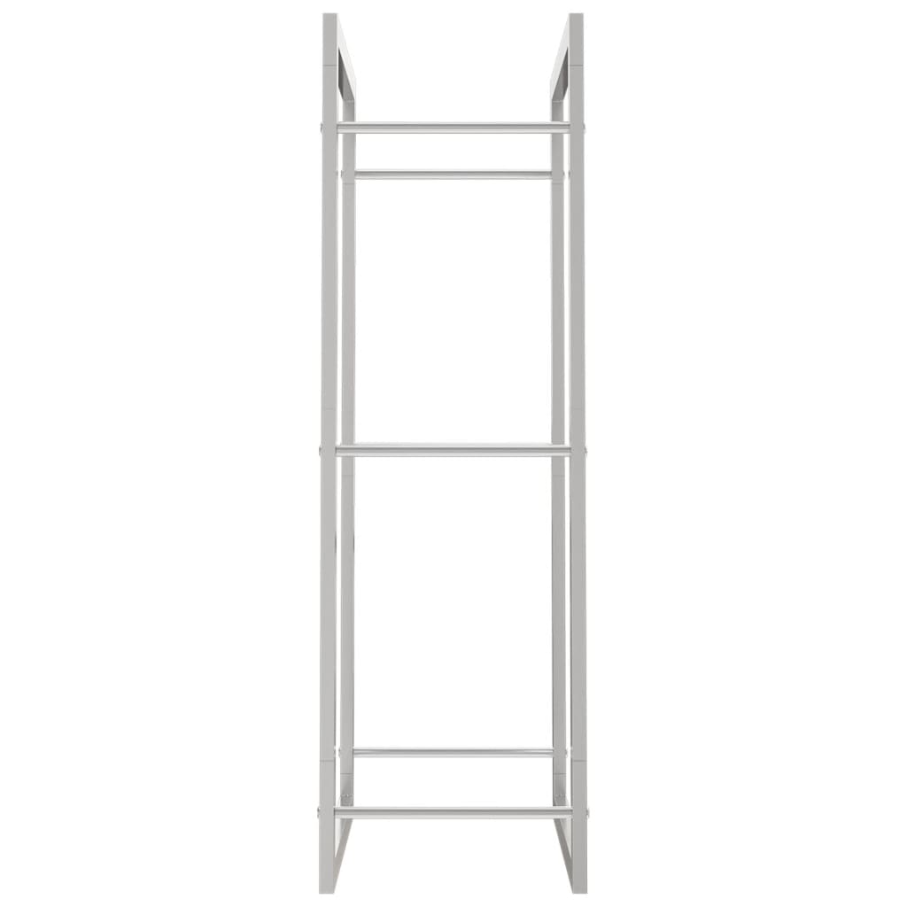 Firewood rack, stainless steel metal rack, silver, 50x28x94 cm, firewood storage, firewood stand