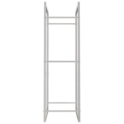 Firewood rack, stainless steel metal rack, silver, 50x28x94 cm, firewood storage, firewood stand