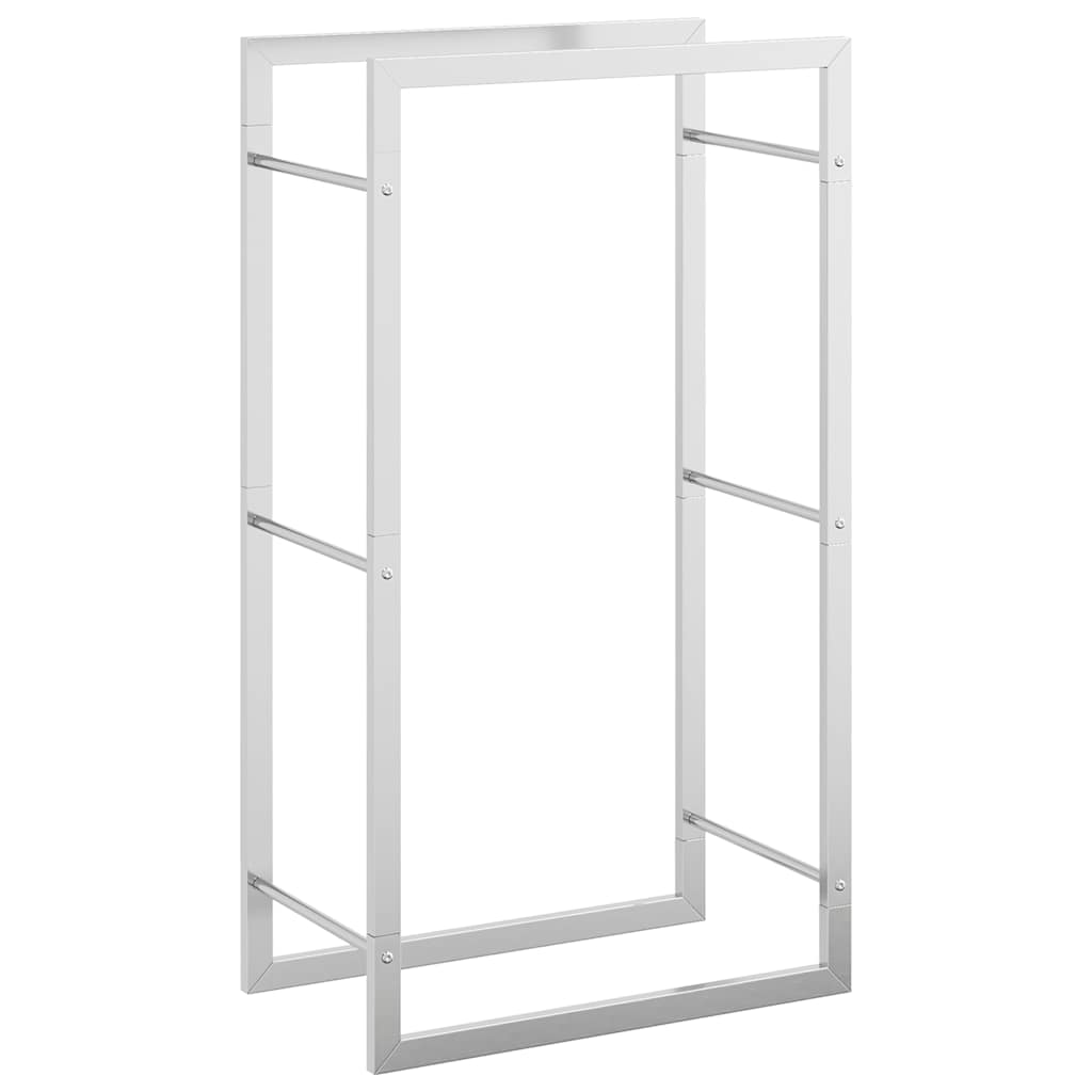 Firewood rack, stainless steel metal rack, silver, 50x28x94 cm, firewood storage, firewood stand