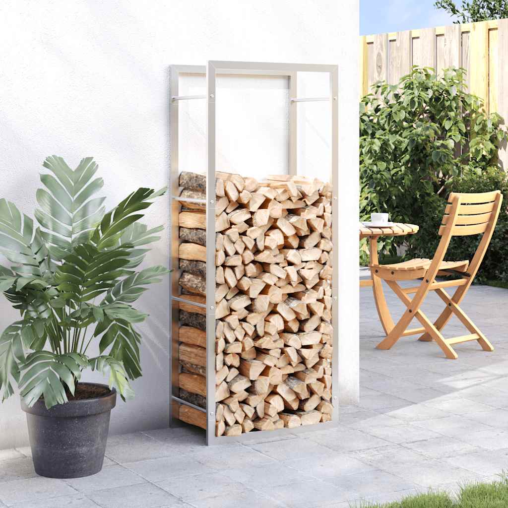 Brennholzregal 50x28x132 cm Edelstahl Holzlager Feuerholzhalter