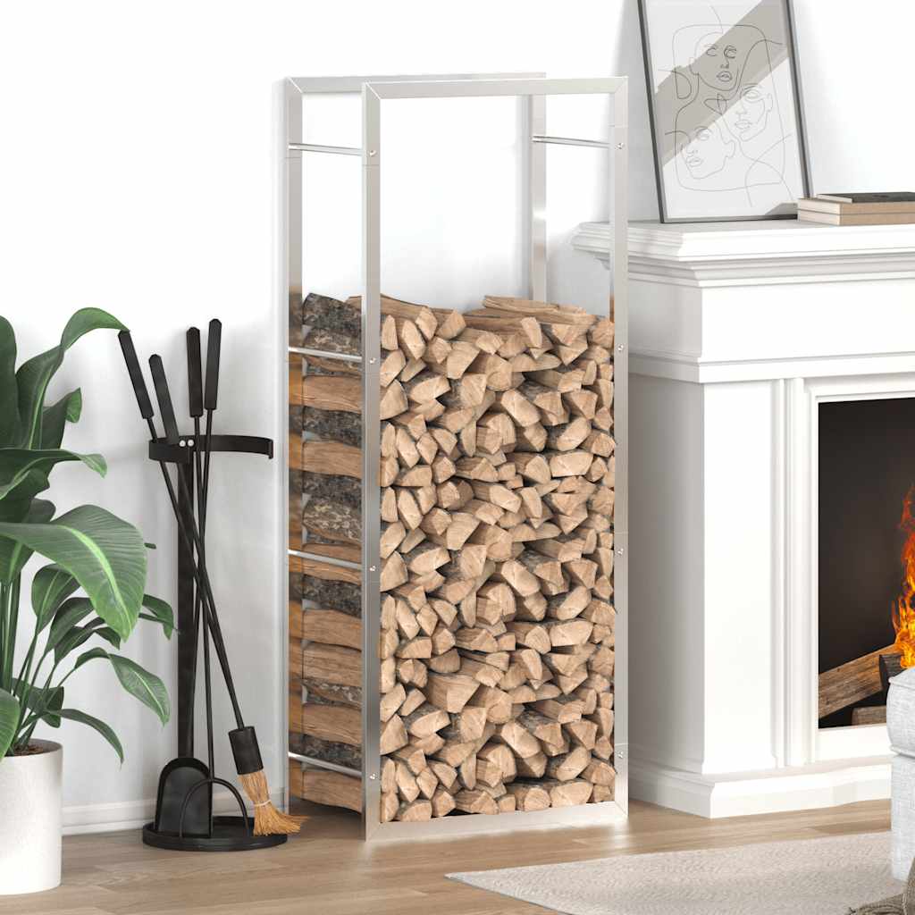 Brennholzregal 50x28x132 cm Edelstahl Holzlager Feuerholzhalter