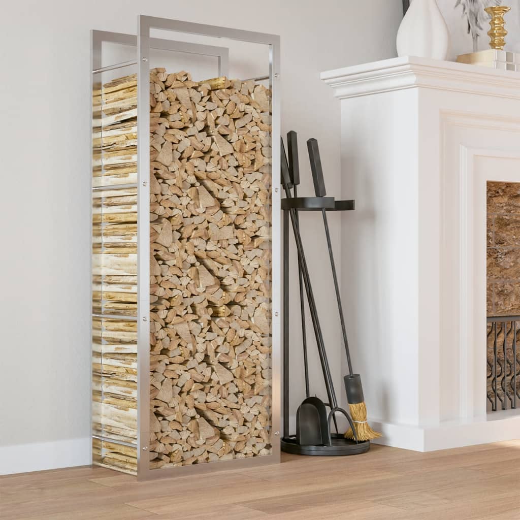 Brennholzregal 50x28x132 cm Edelstahl Holzlager Feuerholzhalter