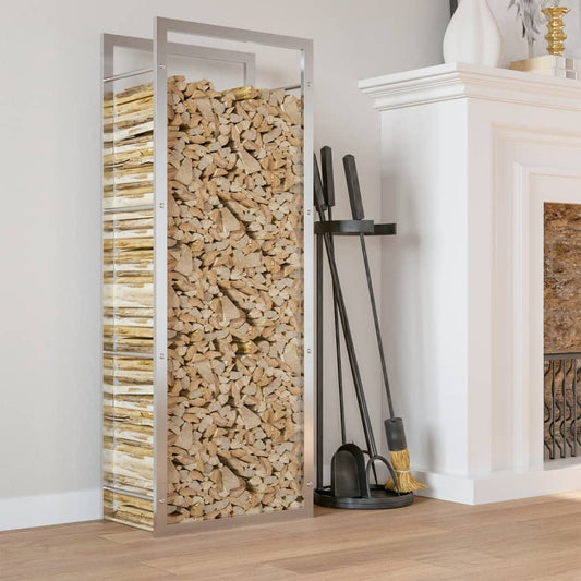 Brennholzregal 50x28x132 cm Edelstahl Holzlager Feuerholzhalter