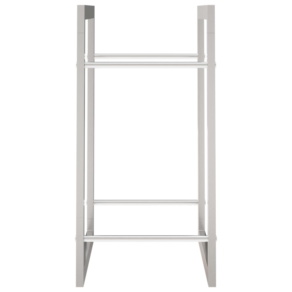 Firewood rack, stainless steel metal rack, silver, 80x28x86 cm, firewood storage, firewood stand