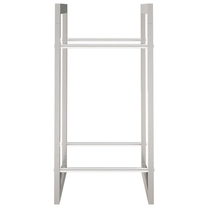 Firewood rack, stainless steel metal rack, silver, 80x28x86 cm, firewood storage, firewood stand